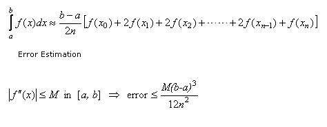 Trapezoidal Rule, Mathematics Formulae, Eformulae.com