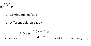 Mean Value Theorem, Mathematics Formulae, Eformulae.com